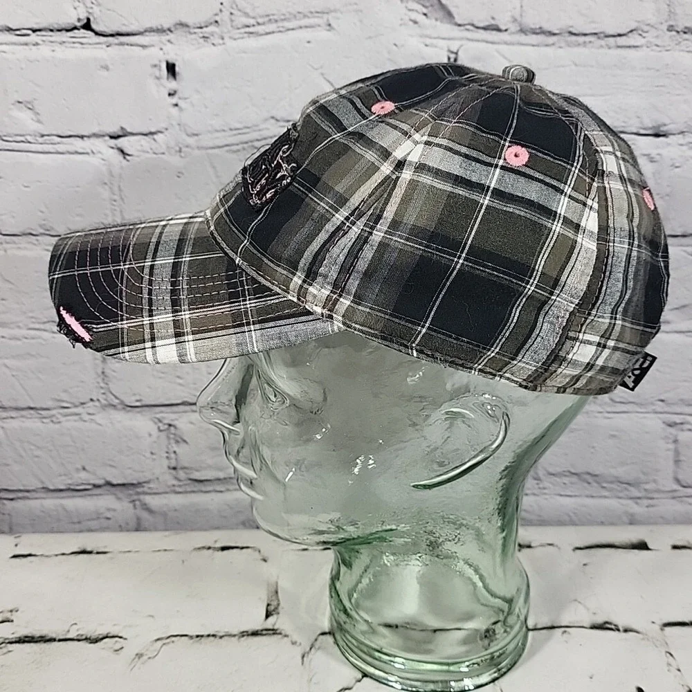 Duck Dynasty Hat Ladies Fit One Size Plaid Distressed Adjustable Ball‎ Cap